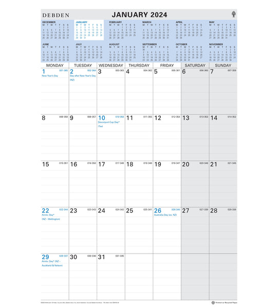 Collins Debden 2024 Calendar Year - Calendar 577x394mm CE0015 WIRO Month to View