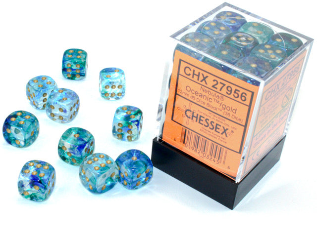 CHX 27956 Nebula Oceanic/gold Luminary 12mm D6 36-Dice Set