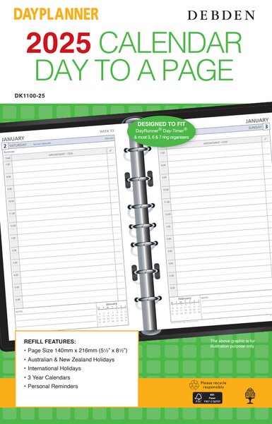 Collins Debden 2025- Desk Planner Refill DK1100 A5 DTP