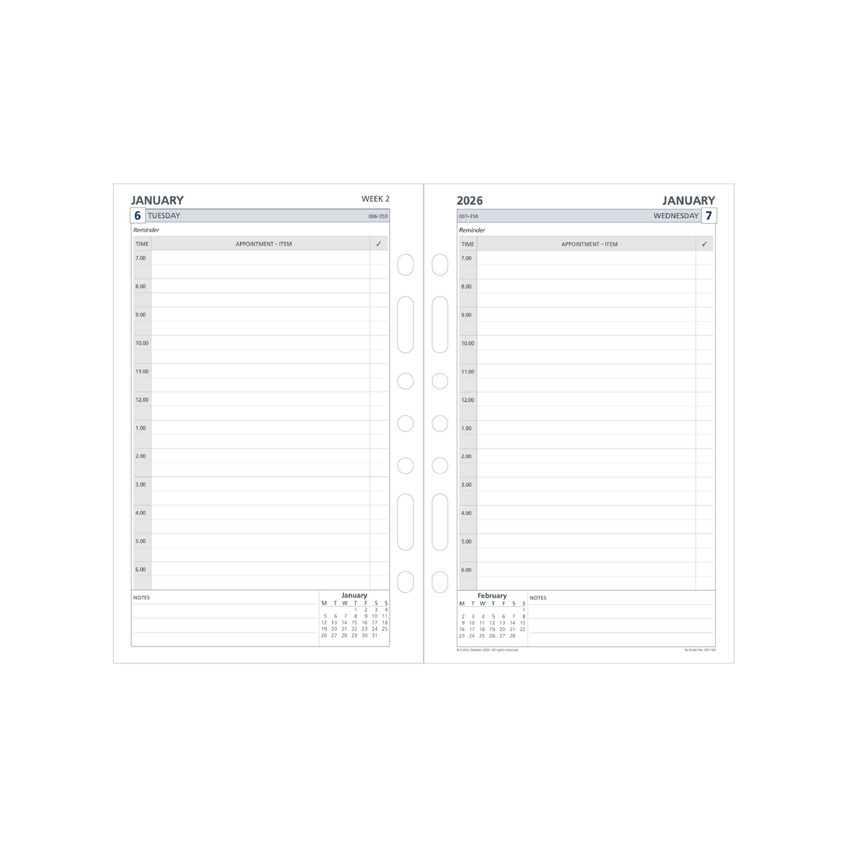 Collins Debden 2026 Calendar Year Planner - Refill Desk Planner DK1100 DTP