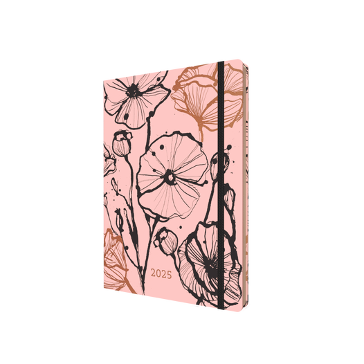 Collins 2025 Calendar Year Diary - Lifestyle Abstract Botanical A5 WTV Recycled - Pink