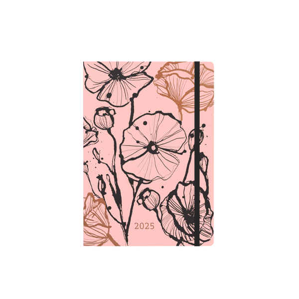 Collins 2025 Calendar Year Diary - Lifestyle Abstract Botanical A5 WTV Recycled - Pink