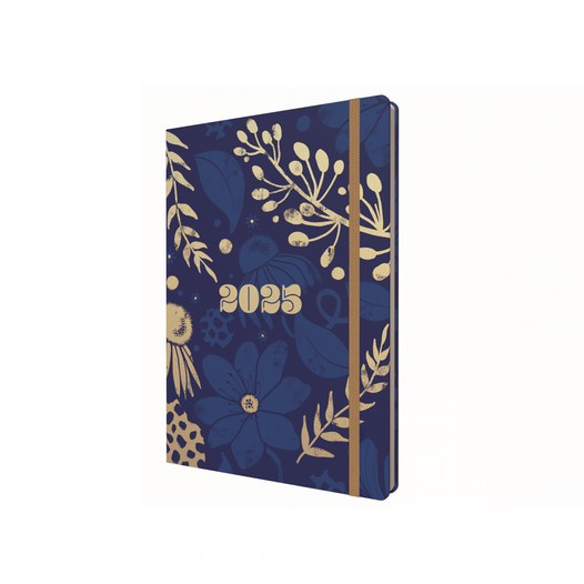 Collins 2025 Calendar Year Diary - Lifestyle Abstract Botanical A5 WTV Recycled - Blue