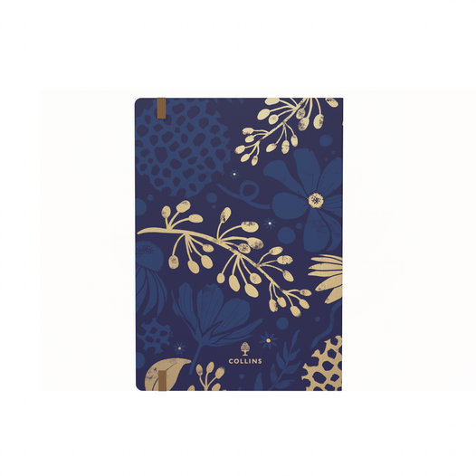Collins 2025 Calendar Year Diary - Lifestyle Abstract Botanical A5 WTV Recycled - Blue