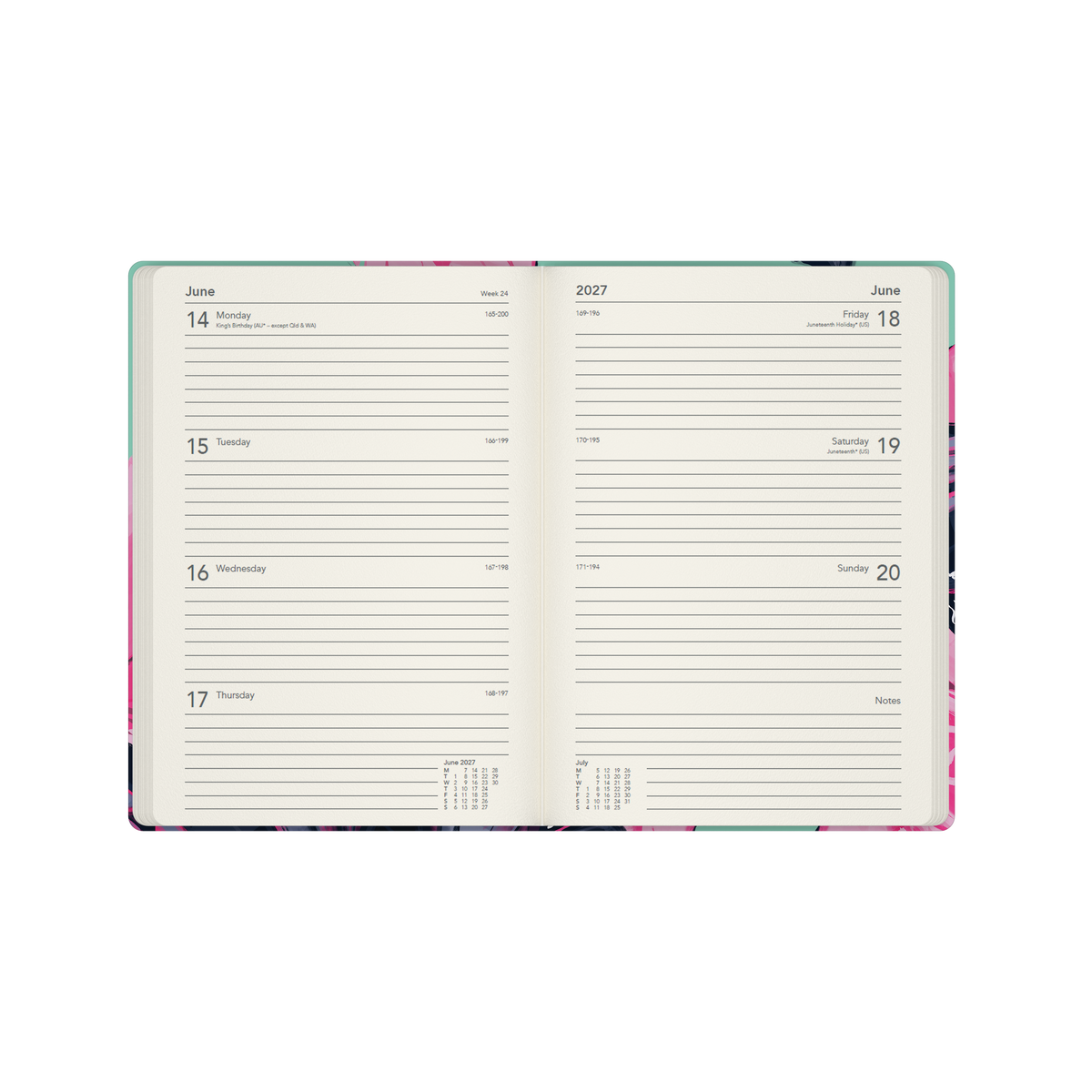 Collins 2027 Calendar Year Diary - The Roses A5 Week to View Dragonfly