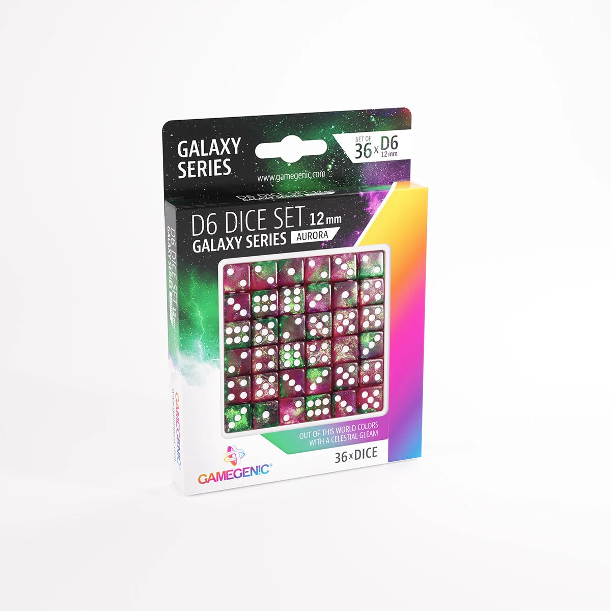 Gamegenic D6 Dice Set - Galaxy Series - Aurora (36x 12mm D6)