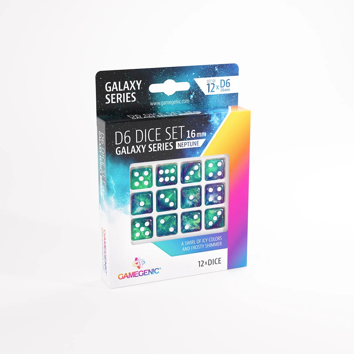 Gamegenic D6 Dice Set - Galaxy Series - Neptune (12x 16mm D6)