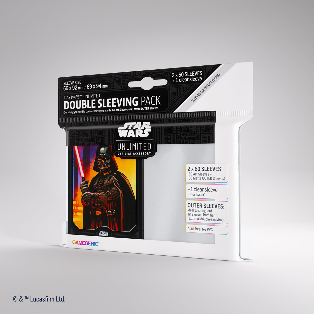 Gamegenic Star Wars: Unlimited Double Sleeving Pack - Darth Vader (2x 60 Sleeves) [Colour Code: GREY]