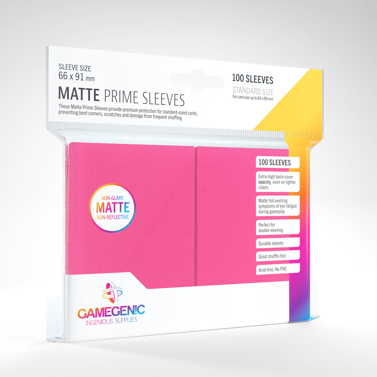 Gamegenic Matte Prime Sleeves - Pink - 66 x 91mm (100 Sleeves) [Colour Code: GREY]