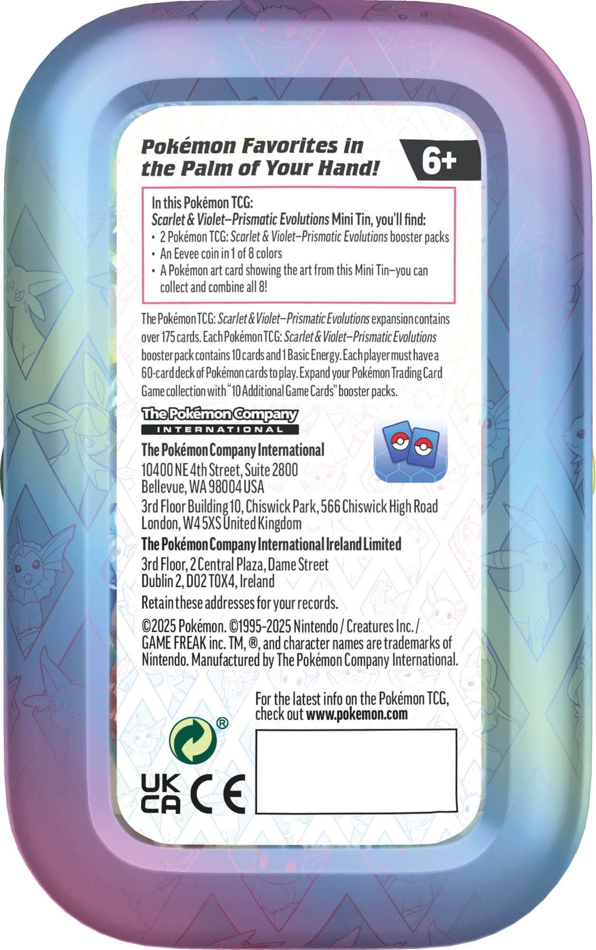 Pokémon TCG: Scarlet &amp; Violet - Prismatic Evolutions Mini Tin
