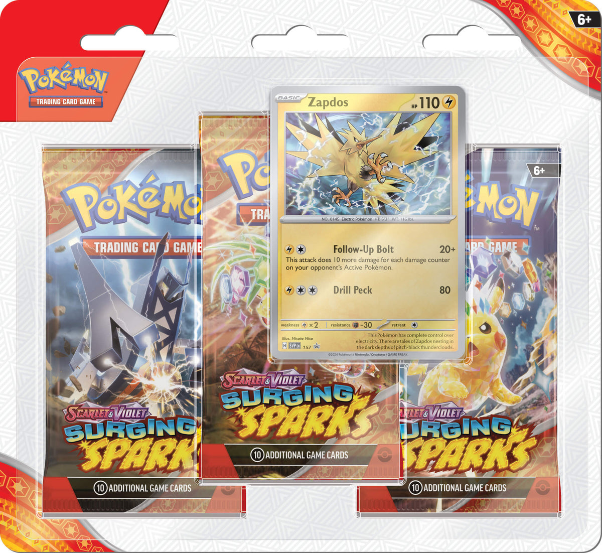 Pokemon TCG: Scarlet &amp; Violet- Surging Sparks (Three Booster Blister Pack)