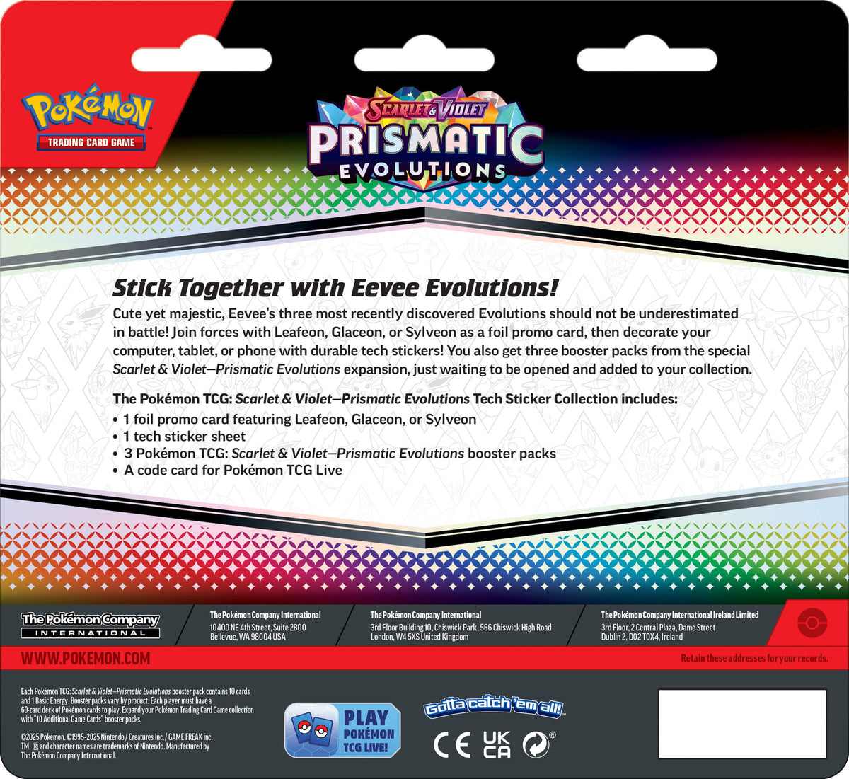 Pokemon TCG: Scarlet &amp; Violet - Prismatic Evolutions Tech Sticker Collection