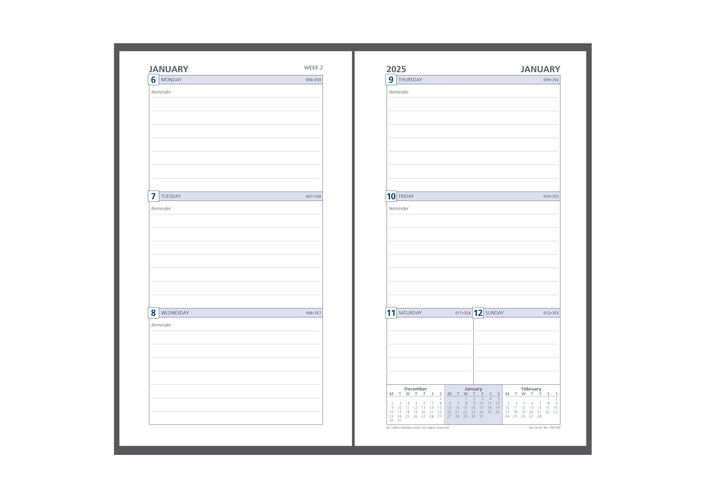 Collins Debden 2025 - Personal Weekly Ruled Planner Refill PR2700 WTV