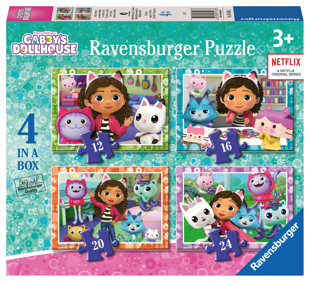 Gabbys Dollhouse: Time to get Tiny! - 4 in a Box 12, 16, 20 &amp; 24pc [Ravensburger Puzzle]
