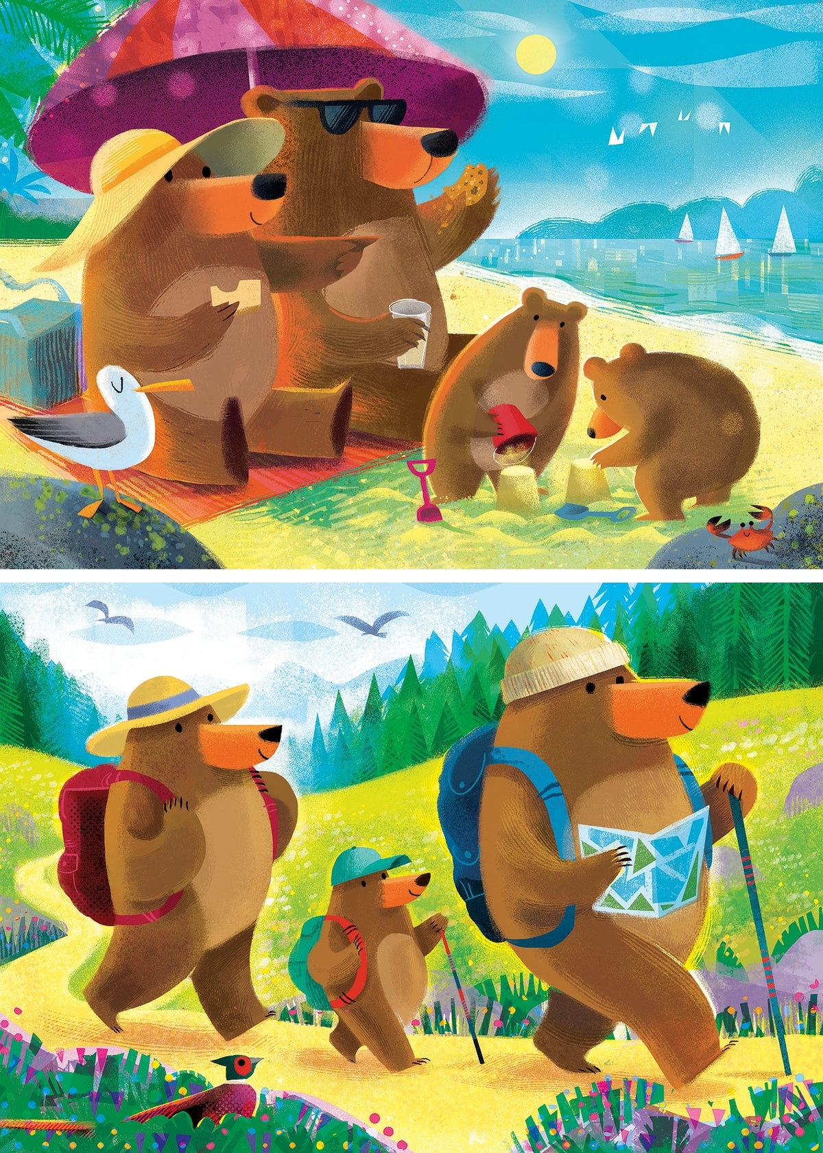 Bear Family Vacations 2x24pc [Ravensburger Puzzle]