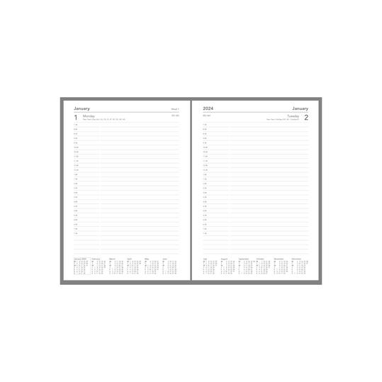 Collins 2024 Calendar Year Diary - Silhouette S5100 A5 Day to Page Maroon