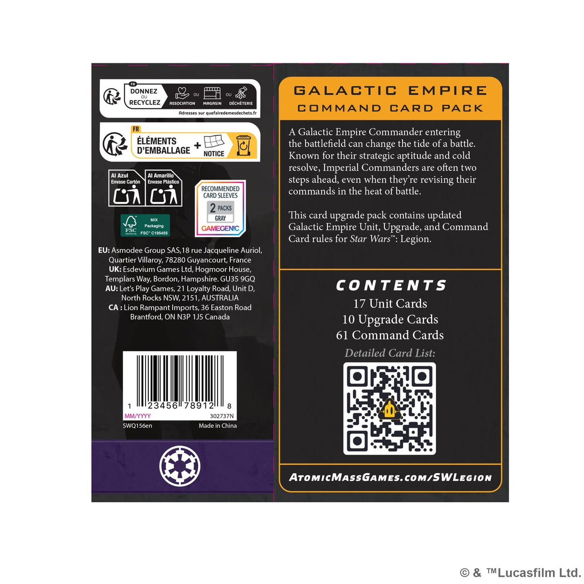 Galactic Empire: Command Card Pack [Star Wars: Legion]