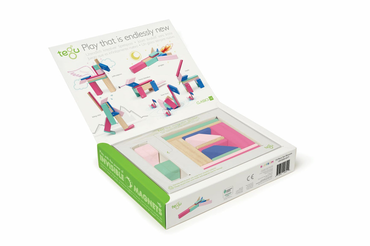 Tegu - Magnetic Wooden Blocks 14pc - Blossom