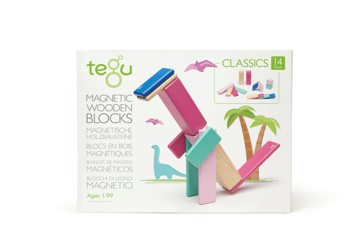 Tegu - Magnetic Wooden Blocks 14pc - Blossom