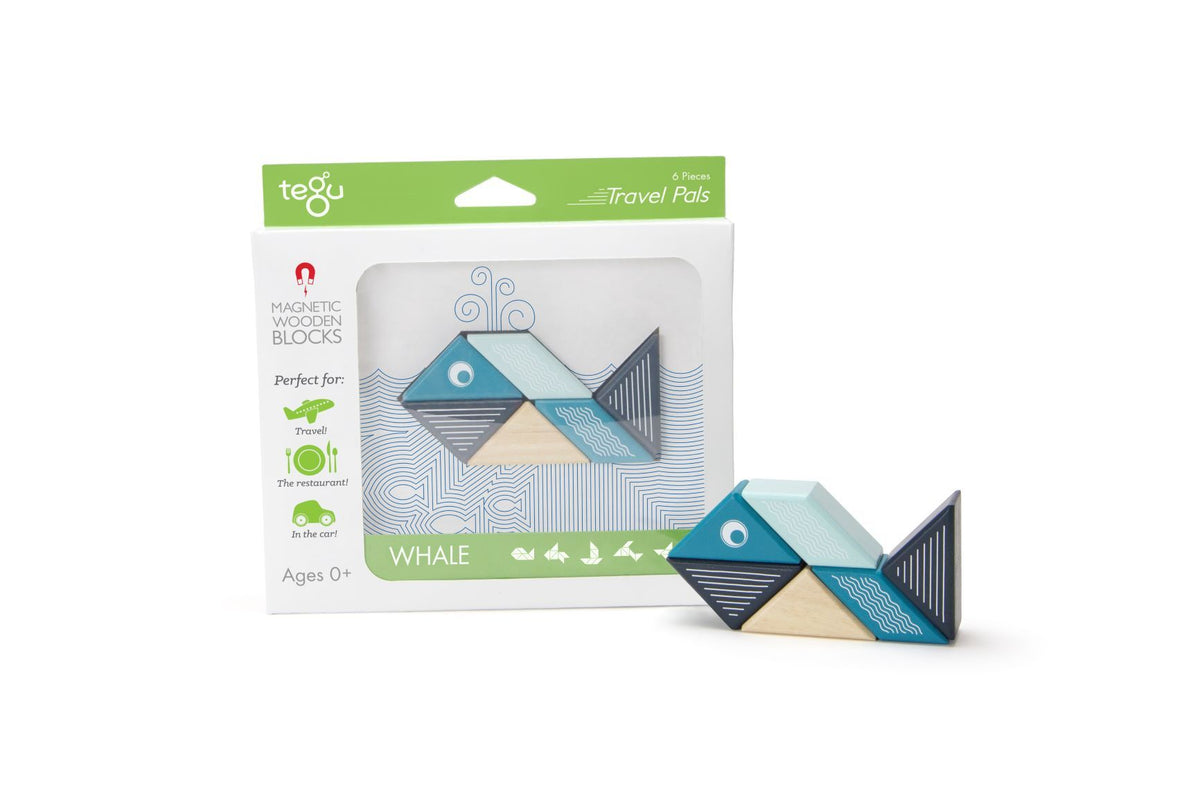 Tegu Magnetic Wooden Blocks - Travel Pals - Whale