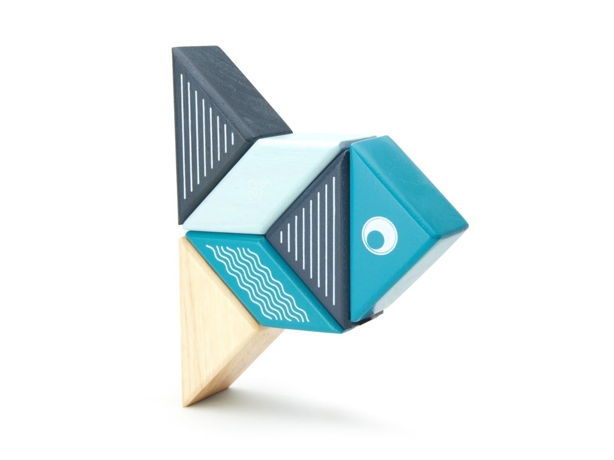 Tegu Magnetic Wooden Blocks - Travel Pals - Whale