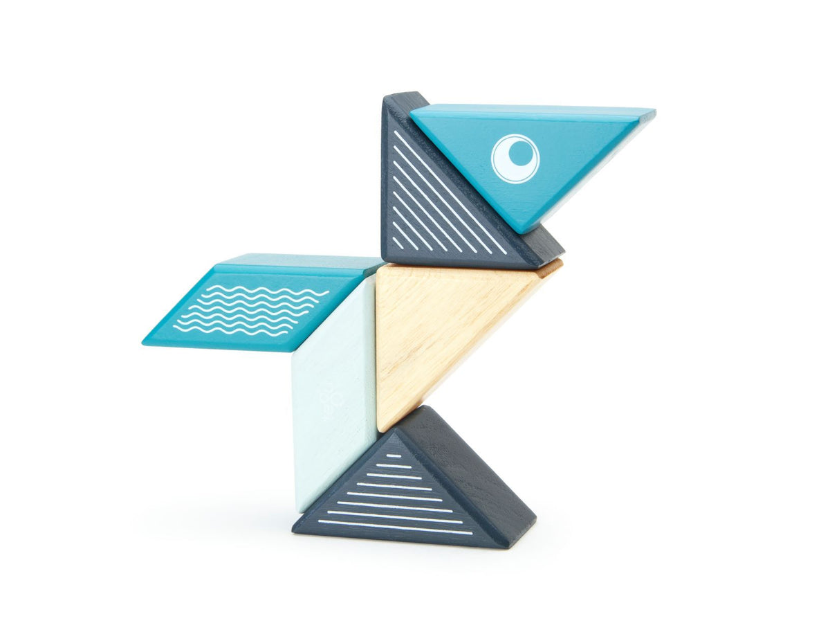 Tegu Magnetic Wooden Blocks - Travel Pals - Whale