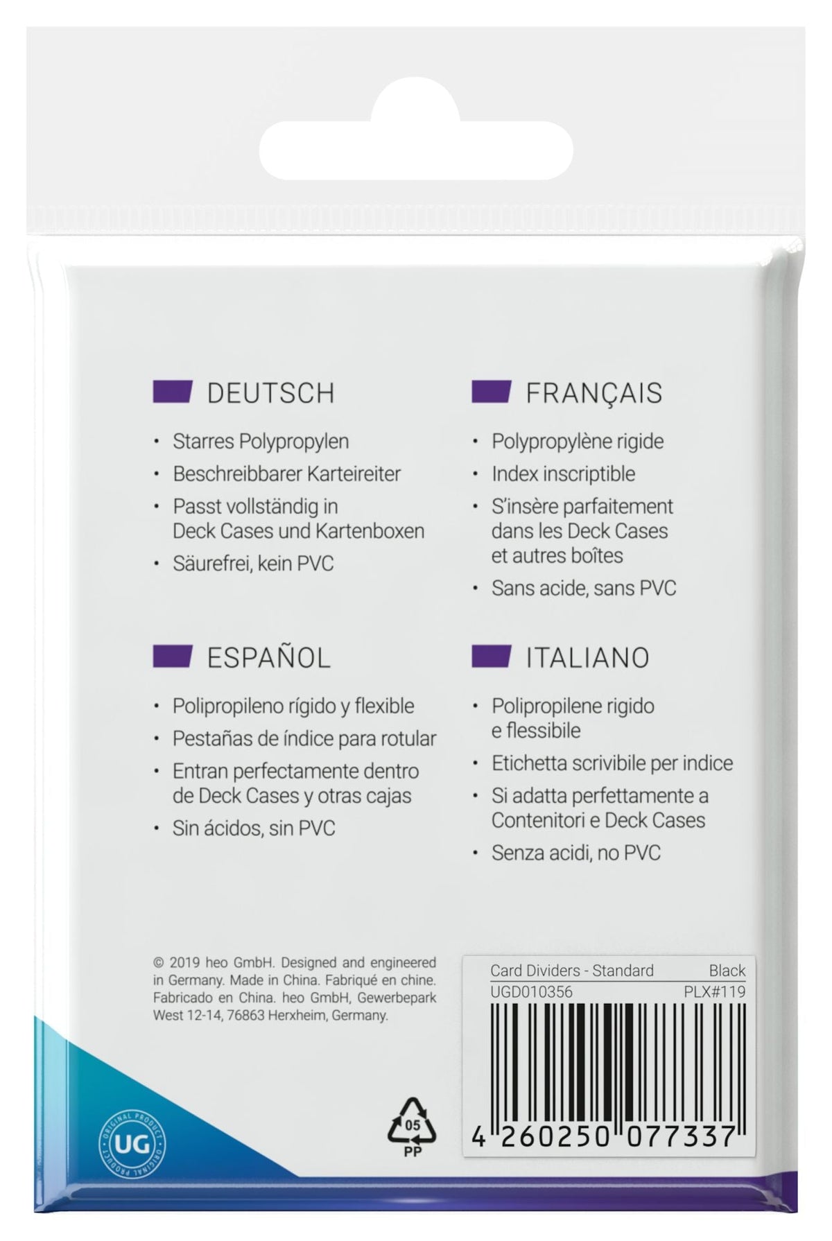 Ultimate Guard Card Dividers - Black - Standard-Size (10)