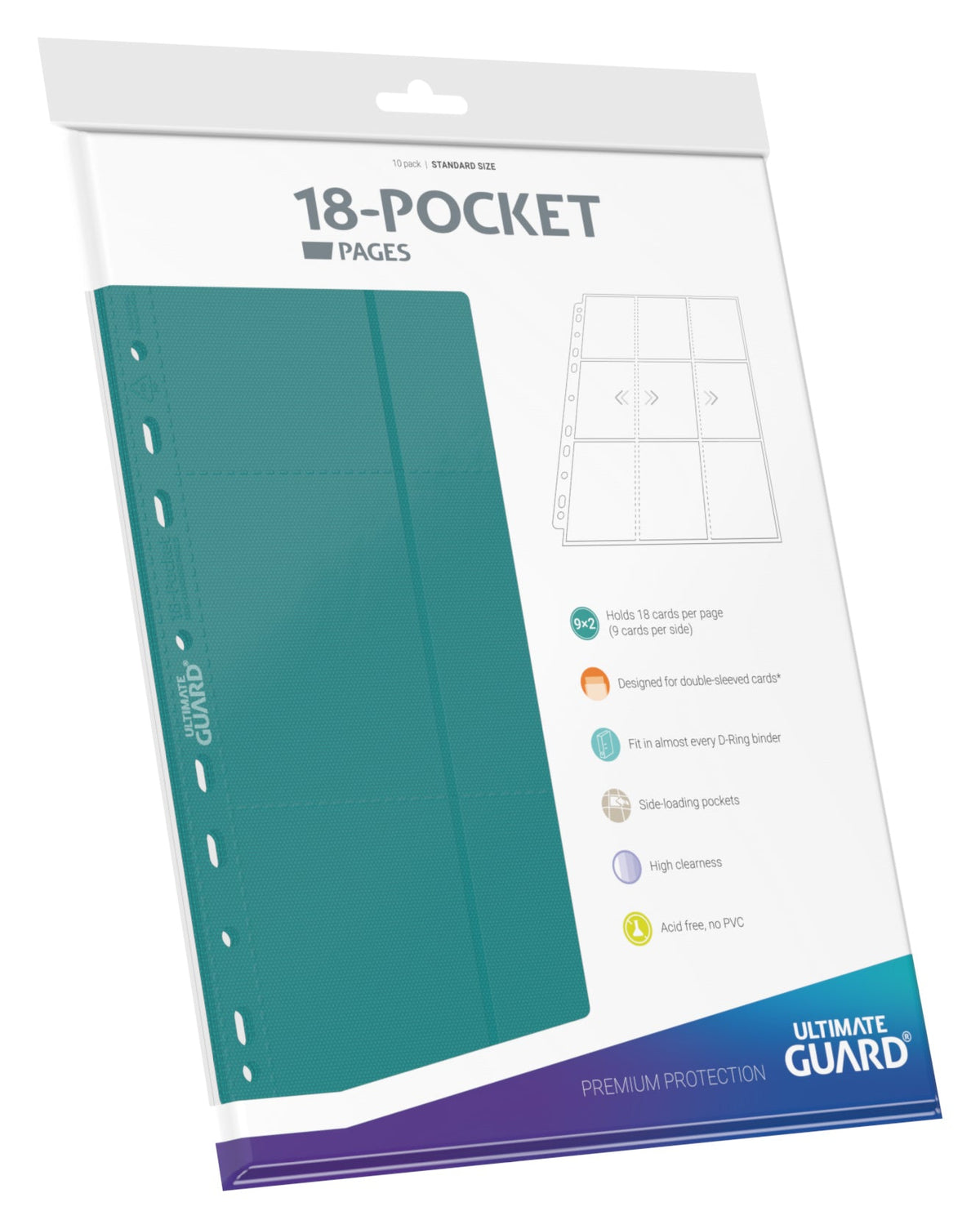 Ultimate Guard Pages - Petrol Blue - 18-Pocket Standard-Size (10 Pages)