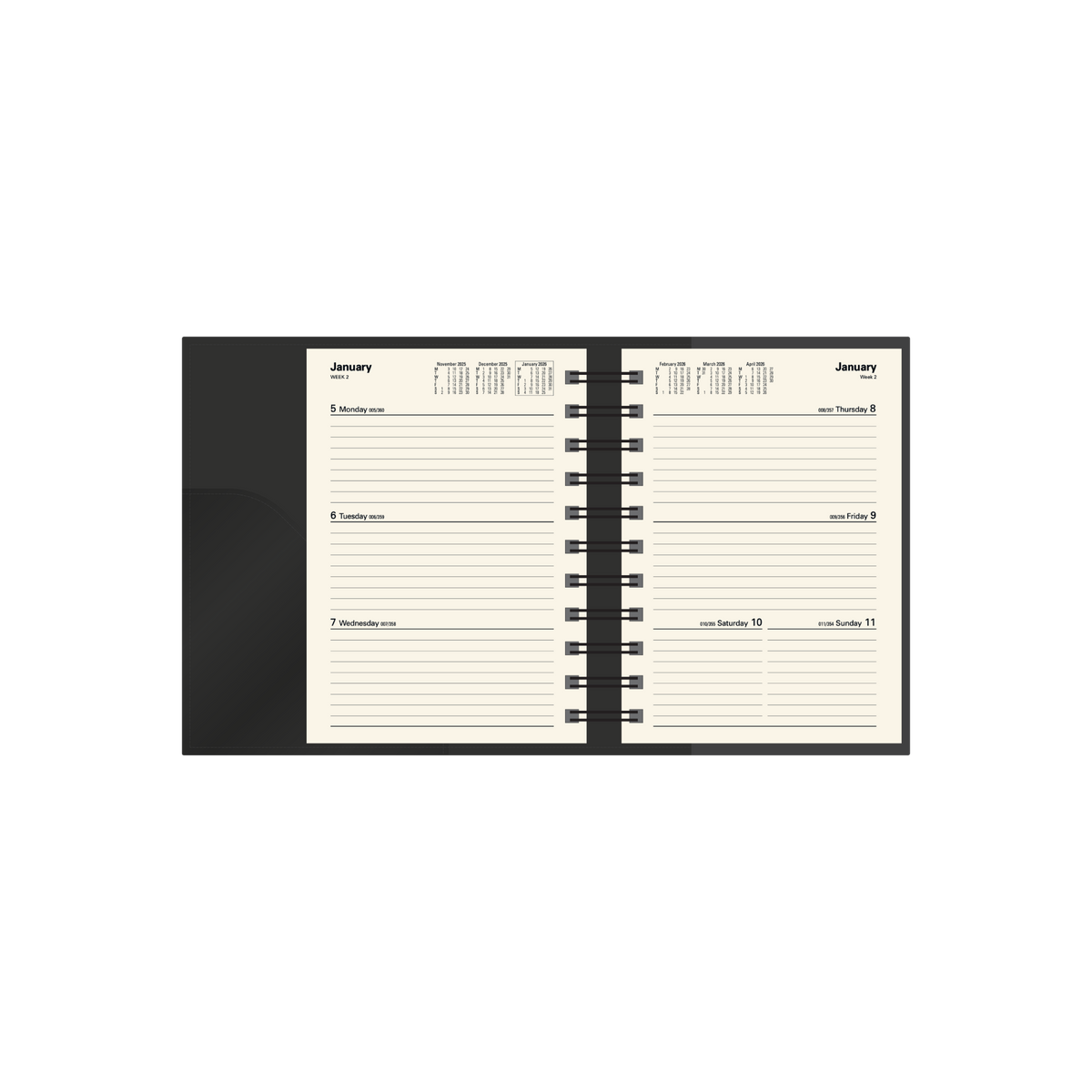 Collins 2026 Calendar Year Diary - Vanessa 365 Spiral A6 WTV Tan