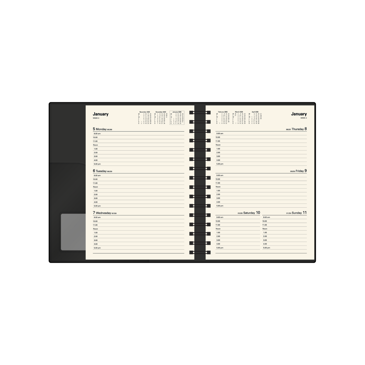 Collins 2026 Calendar Year Diary - Vanessa 385 Spiral A5 WTV Blue