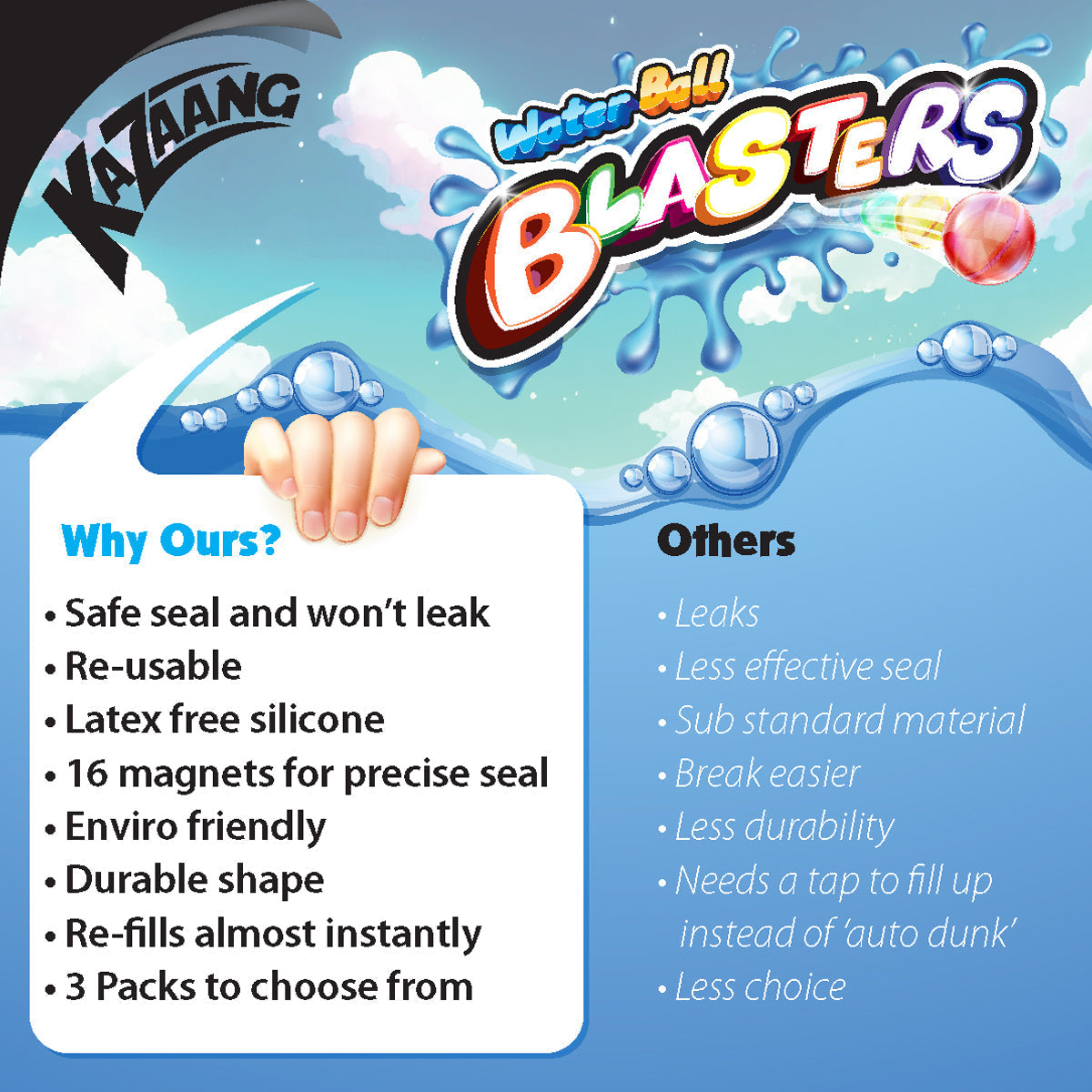 Water Ball Blasters - 6 pack (Glow in the Dark)