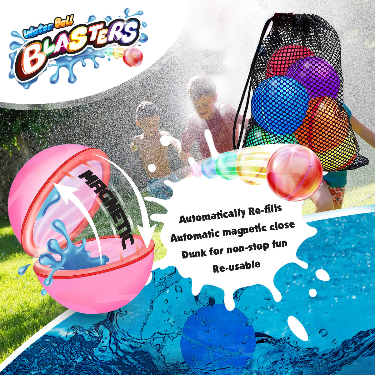 Water Ball Blasters - 6 pack (Glow in the Dark)