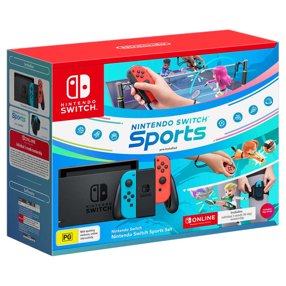 Nintendo Switch Console - Neon Blue/Red + Nintendo Switch Sports Set