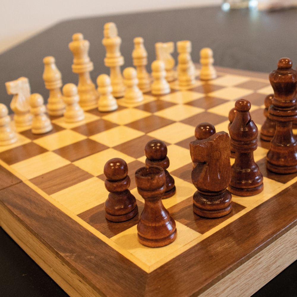 Chess / Checkers / Backgammon - 30cm Wooden Folding Set [LPG Classics]