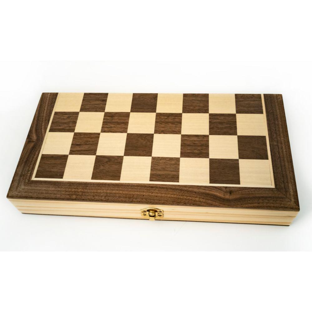 Chess / Checkers / Backgammon - 35cm Wooden Folding Set [LPG Classics]