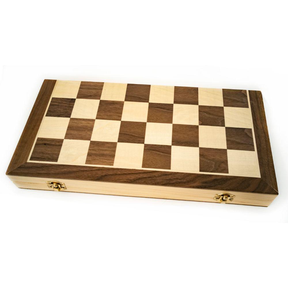 Chess / Checkers / Backgammon - 40cm Wooden Folding Set [LPG Classics]