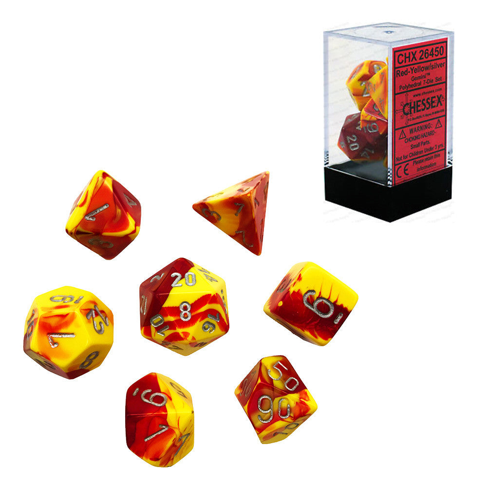 CHX 26450 Gemini Red-Yellow/silver (Polyhedral 7-Die Set)