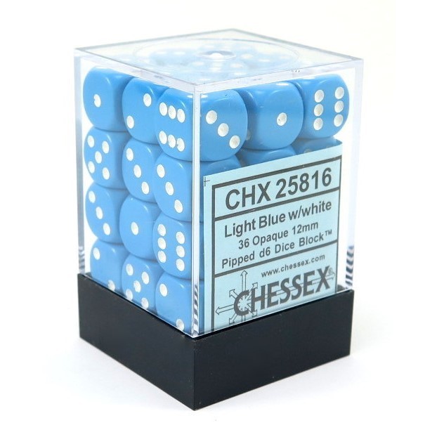 CHX 25816 Opaque Light Blue/white (12mm D6 36-Dice Set)