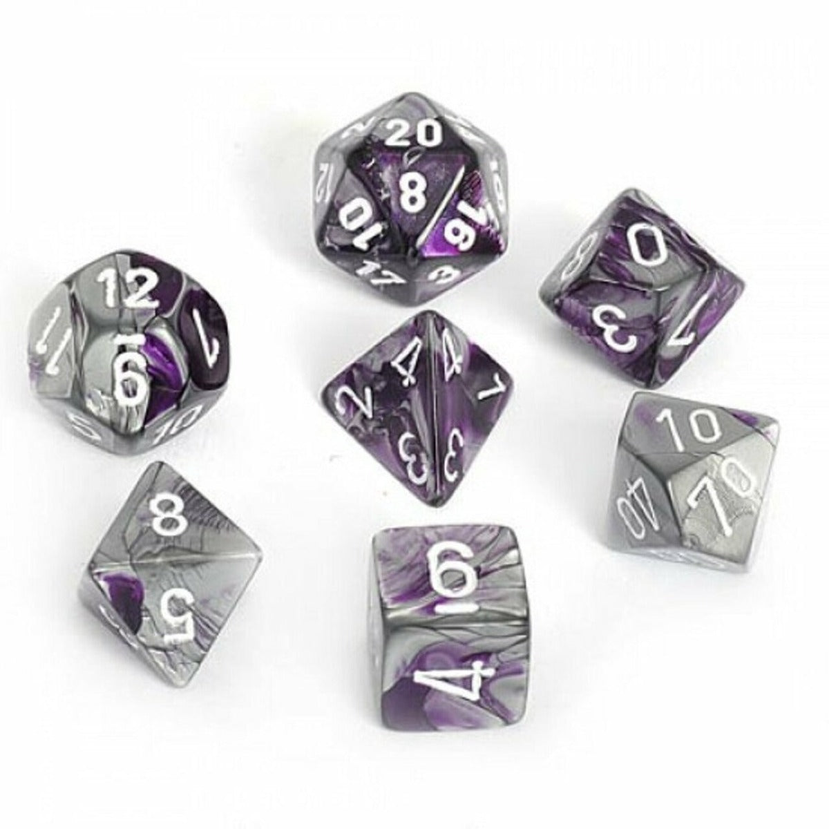 CHX 26432 Gemini Purple-Steel/white (Polyhedral 7-Die Set)