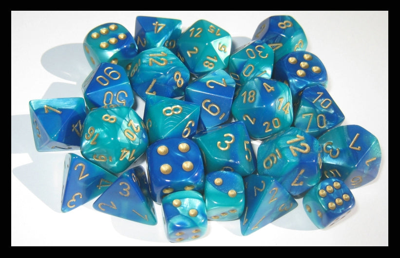 CHX 26459 Gemini Blue-Teal/gold Polyhedral 7-Die Set