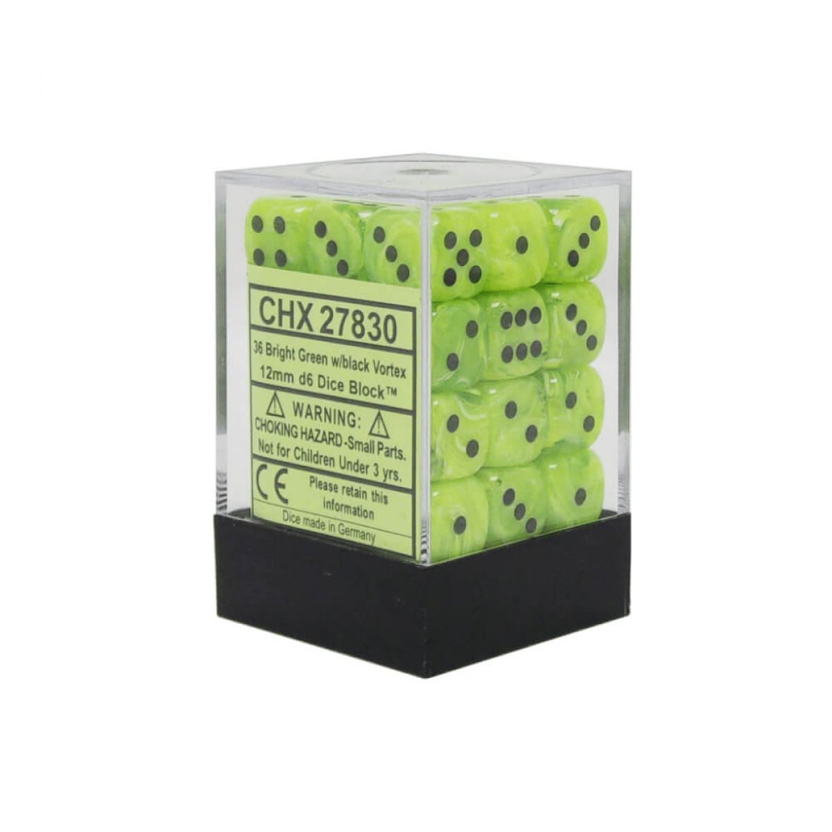 CHX 27830 Vortex Bright Green/black (12mm D6 36-Dice Set)