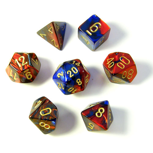 CHX 26429 Gemini Blue-Red/gold (Polyhedral 7-Die Set)