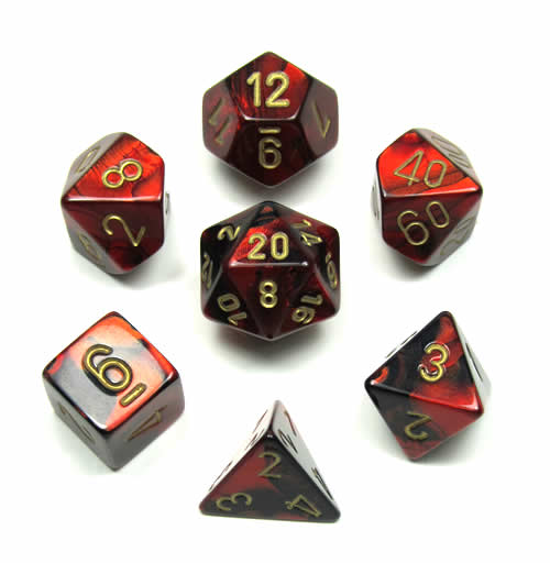 CHX 26433 Gemini Black-Red/gold (Polyhedral 7-Die Set)