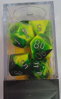 CHX 26454 Gemini Green-Yellow/silver (Polyhedral 7-Die Set)