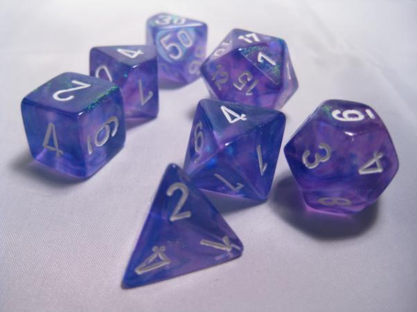 Chx 27407 Borealis Purple/White RPG 7-Dice Set