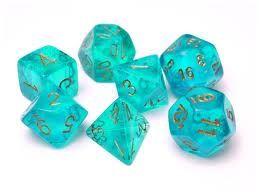 CHX27486 Borealis Teal/Gold RPG 7-Dice Set