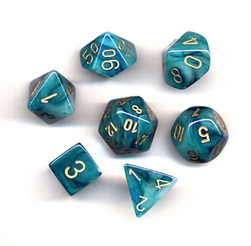 CHX 27489 Phantom Teal/gold (Polyhedral 7-Die Set)