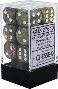 Chx 27640 Festive Carousel/White 16mm D6 12-Dice Set