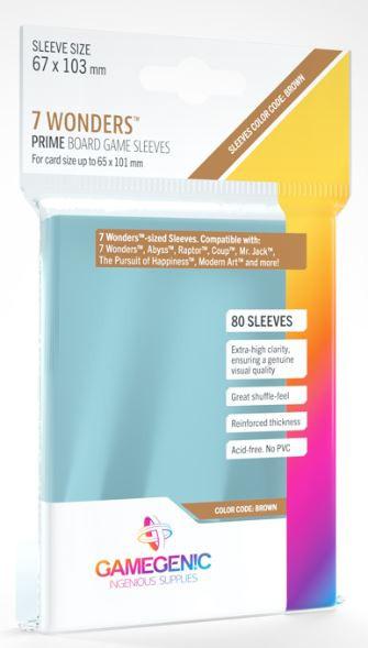 Gamegenic Prime Board Game Sleeves - 7 Wonders 67 x 103mm (80 Sleeves) [Colour Code: BROWN]