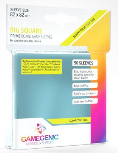 Gamegenic Prime Board Game Sleeves - Big Square 82 x 82mm (50 Sleeves) [Colour Code: LIME]